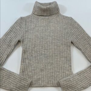 Happily Grey Ribbed Turtleneck Sweater Long Sleeve Cropped Womens Sz XS